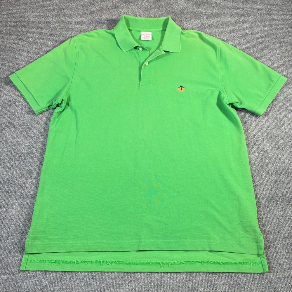 Brooks Brothers Polo Shirt Mens M Green Performance Original Fit Short Sleeve